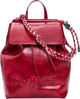 Desigual Mini Logo Embossed Convertible Faux Leather Backpack in Red at Nordstrom