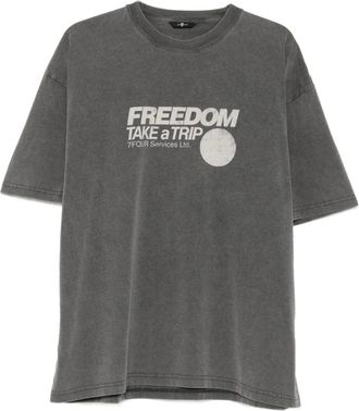 7 For All Mankind Tops, Heren, Grijs, XL, Katoen, Graphic 3VD T-Shirt
