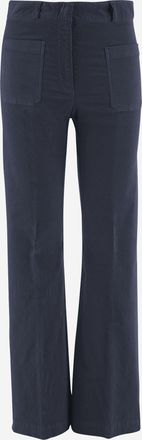 Ql2 Quelledue Womens Pants Stretch Cotton Velvet Navy Trousers