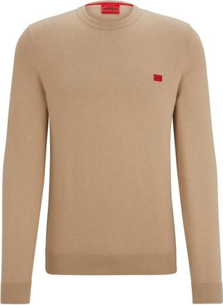 HUGO BOSS Pull Sweatshirt - Heren - Ronde hals truien - Beige - L - Katoen - Truien & Vesten