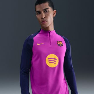 Nike FC Barcelona Strike Nike Mens Dri-FIT Soccer Drill Top in Purple | HJ7774-552