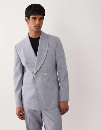 Asos Giacca da abito vestibilit&agrave; classica effetto lino grigia-Grigio