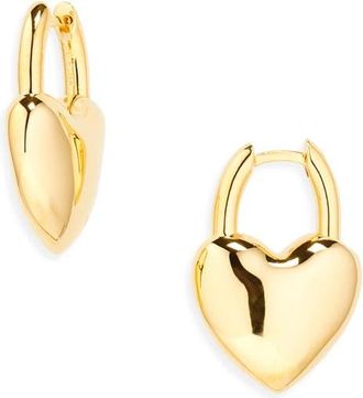 Balenciaga Minnie Heart Lock Earrings in Shiny Gold at Nordstrom