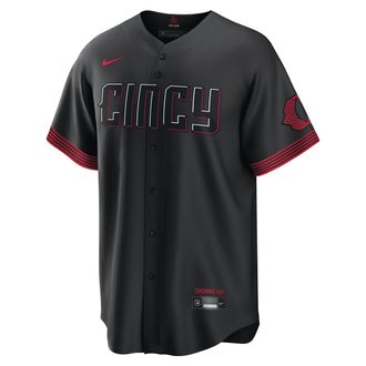 Nike Mens MLB Cincinnati Reds City Connect Replica Baseball Jersey in Black | T77001N9RED-CC4