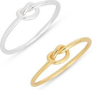 Argento Vivo Set of 2 Two-Tone Knot Rings in Gold/Silver at Nordstrom Rack, Size 8