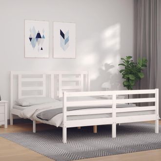 Berkfield Home Bed Frame with Headboard White 160x200 cm Solid Wood