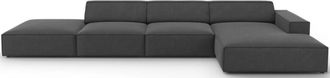 BLOOMINGLOFT 5-Sitzer Design Ecksofa Jodie mit Ottomane links - Samtbezug