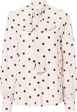 Zimmermann Batwing polka dot-print shirt - women - Silk/Viscose - 0 - Neutrals