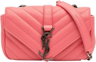 Saint Laurent Pre-owned Cross Body Bags, female, Pink, Size: ONE SIZE Pre-owned Quilted Crossbody Bag