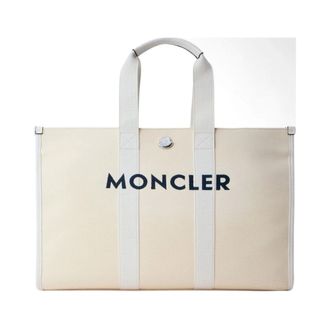 Moncler Tote Bags, male, White, Size: ONE SIZE Logo Canvas Tote Bag