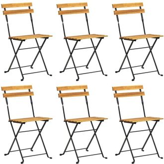 vidaXL Folding Garden Chairs 6 pcs Steel and Solid Wood Acacia vidaXL