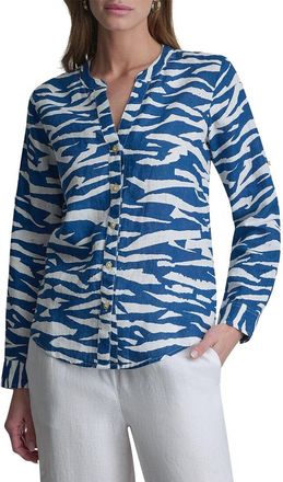 DKNY Dkny Printed Linen Roll Tab Shirt