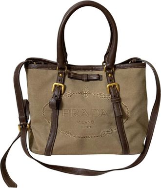 Prada Khaki Brown Handbag Tote Bag (Pre-Owned)