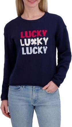 Lucky Brand Americana Crewneck Sweater in Black Iris at Nordstrom Rack, Size X-Small