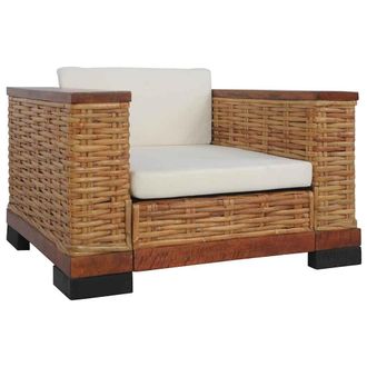 vidaXL Vidaxl - Sill&oacute;n Con Cojines Rat&aacute;n Natural Marr&oacute;n