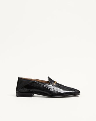Valentino Garavani Mocassino Jiggie In Anguilla E Nappa Uomo NERO 42.5