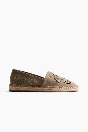 H&M Broderie Anglaise Espadrilles in Khaki Green at Nordstrom, Size 10