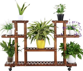 Yaheetech Soporte De Jard&iacute;n Estanter&iacute;a Madera De 4 Niveles Estante De Plantas Flores Soporte Bastidor Para Jard&iacute;n Balc&oacute;n Decorativas Est&eacute;tica - Yaheetech