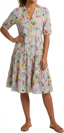 Dressaddict Button-Up Fit & Flare Dress In Stripe/floral