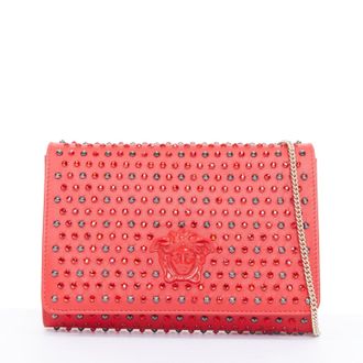 Versace Red Crystal Palazzo Medusa Embellished Crossbody Bag