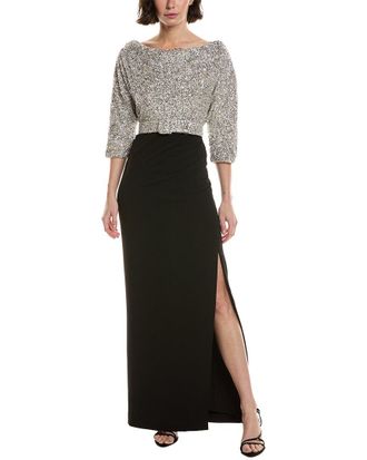 Badgley Mischka Sequin Crepe Gown