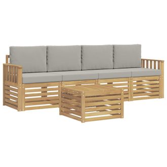 vidaXL Conjunto De Sof&aacute;s De Exterior 5 Pcs Blanco Y Gris Claro Vidaxl
