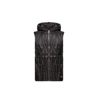 Rick Owens Moncler Geocamo Ziplock Hooded Down Vest, Unisex, Black, Size: 2