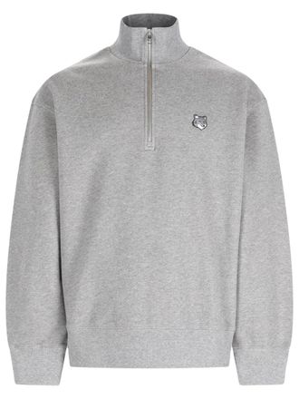 Maison Kitsun&eacute; Fox Head Cotton Half-Zip Sweatshirt