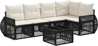 vidaXL Conjunto De Sof&aacute;s De Jard&iacute;n 6 Uds. Negro Y Blanco Crema Vidaxl