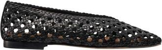 Margaux Eyewear The Woven Paz Flat in Black Leather at Nordstrom, Size 39.5