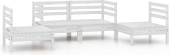 vidaXL 4 Piece Garden Lounge Set White Solid Pinewood vidaXL