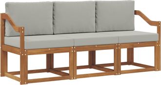 vidaXL Conjunto De Sof&aacute;s De Exterior 3 Uds. Gris Natural Y Claro Vidaxl