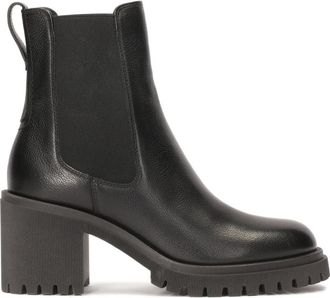 Kazar Klassieke leren laarzen met elastische inzetstukken - Dames - Laarzen met Hak - Zwart - 41 EU - Leer - Schoenen