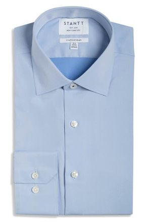 Stantt Contemporary Fit Performance Twill Dress Shirt in Light Blue at Nordstrom, Size 18 - 36