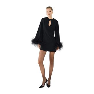 Access Fashion Abito corto con maniche piumate - - Dresses - Donna - Nero - 2XL