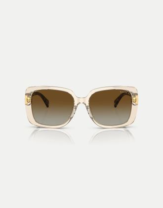 Ralph Lauren Ra5298u occhiali da sole rettangolari polarizzati con lenti marroni in marrone chiaro trasparente