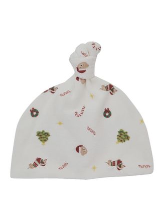 Nan&aacute;n Unisex Hat With Cuff And Patch, White Cotton