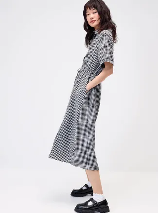 Twik Womens Gingham maxi shirtdress