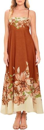 Flying Tomato Floral Print Sleeveless Maxi Dress in Terracotta at Nordstrom, Size Medium