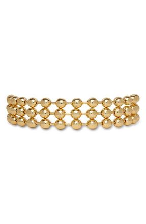Lele Sadoughi Diana Triple Row Beaded Choker Necklace in Gold at Nordstrom