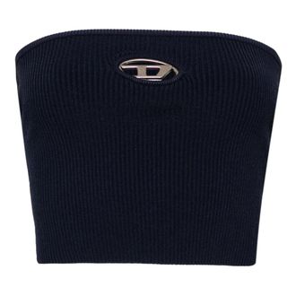 Diesel Sleeveless Tops, female, Blue, L, Maglia Shirt