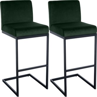 Clp Set De 2 Taburetes De Bar Hopewell, Terciopelo Verde