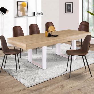 IDMarket Idmarket - Mesa De Comedor Extensible Phoenix 4-8 Personas Madera Y Blanco 160-200 Cm