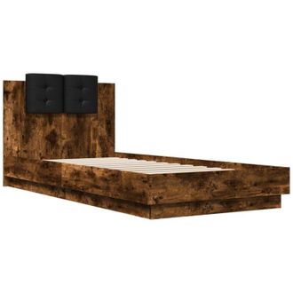vidaXL Vidaxl - Cama Con Cabecero Madera De Ingenier&iacute;a Roble Ahumado 100x200 Cm