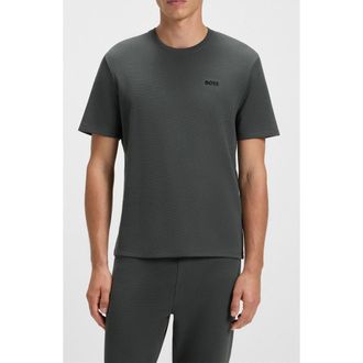 BOSS Waffle Knit Lounge T-Shirt in Open Green at Nordstrom, Size Xx-Large