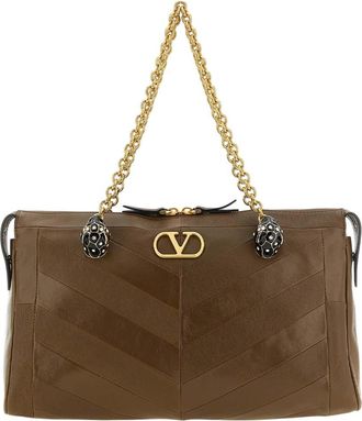 Valentino Garavani Brown Panthea Medium Shoulder Bag