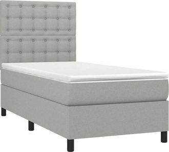 vidaXL Cama Box Spring Con Colch&oacute;n Tela Gris Claro 80x200 Cm Vidaxl