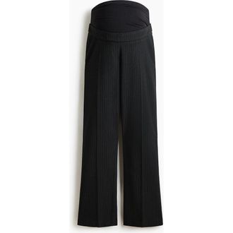 H&M Mama Bootcut Trousers in Dark Gray Melange/pinstriped at Nordstrom, Size Xx-Large