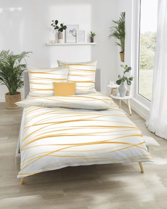 Kaeppel Bettwäsche »MOTION, IN GR. 135X200, 155X220 ODER 200X200 CM, MIT REIssVERSCHLUSS« 2 Stk. tlg. aus Baumwolle, mit feinen Wellenlinien, wahlweise mit We