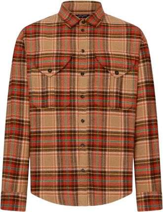 Dsquared2 D2 Cottage Military Shirt - Heren - Casual Overhemden - Beige - L - Wol - Overhemden